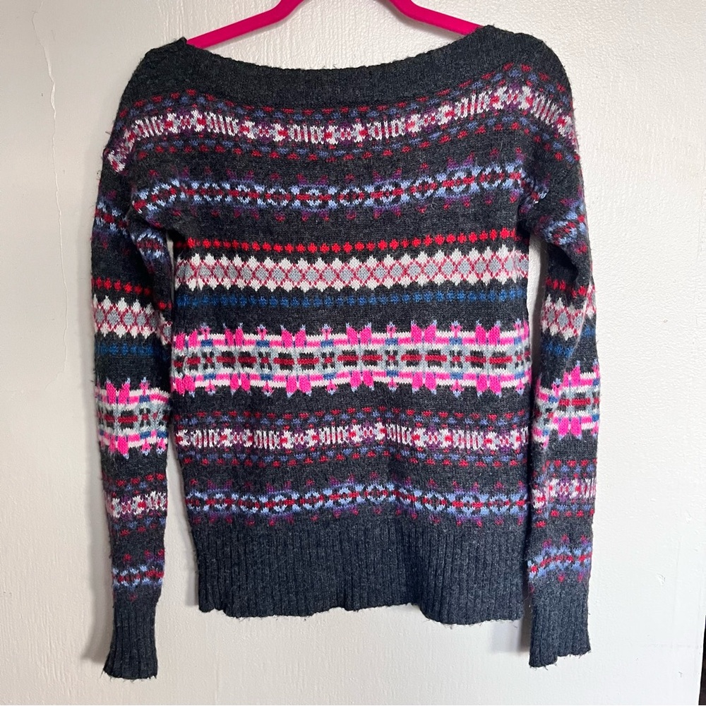 American Eagle Gray Fair Isle Patterned Wool Blen… - image 6